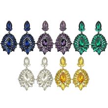 5 Colors Luxury Big Flower Drop Earring Wedding Inlay Crystal Rhinestone Dangle Long Earrings For Women Bridal Female Jewelry 2024 - buy cheap