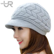New Women Winter Hat Warm Beanies Fleece Inside Knitted Hats For Woman Rabbit Fur Cap Autumn And Winter Ladies Fashion Hat 2024 - buy cheap