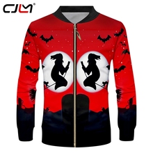 CJLM White Moon Halloween Man Coat 3D Printed Broom Witch And Bat The New Listing Men's Long Sleeve Zip Jacket 2024 - buy cheap