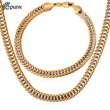 G Punk Rock Style 2016 Men Necklace Bracelet Jewelry Set yellow  Gold& / color  Men Jewelry Sets High Quality S1553G 2024 - buy cheap