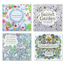 4PCS/LOT English Edition Secret Garden+Fantasy Dream+Enchanted Forest+Animal Kingdom Coloring Book  24 Pages 2024 - buy cheap