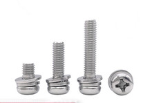 50pcs M2 M2.5 M3 M4 Stainless Steel Phillips Pan Head 3-in-1 Combination Screw Three set screws with washers 2024 - buy cheap