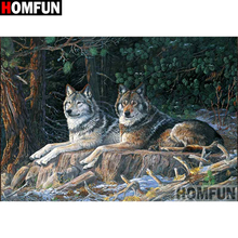 HOMFUN Full Square/Round Drill 5D DIY Diamond Painting "Animal wolf" Embroidery Cross Stitch 5D Home Decor Gift A15487 2024 - buy cheap