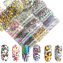 10Pcs Nail Art Foil Colored Leopard Design Transfer Stickers On Nails Holographic Decal Slider Mix DIY Manicure Decoration 2024 - buy cheap