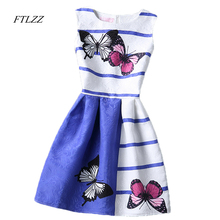 FTLZZ New Summer Women Dress Butterfly Print Sleeveless O Neck Casual Dress Elegant Fashion Women Mini Dress 2024 - buy cheap