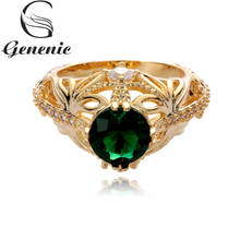 Размер 6-10 обручальные кольца для женщин Золотое кольцо с зеленым кристаллом ювелирные изделия Подарок на годовщину помолвки новое поступление 2024 - купить недорого