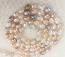 100'' 255cm Women Jewelry necklace 9x10mm pearl white pink purple baroque pearl handmade Real cultured freshwater pearl gift 2024 - buy cheap