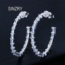 SINZRY new lady Jewelry oval big circle cubic zirconia Earrings dazzling exaggerated party Earring for Women 2024 - buy cheap