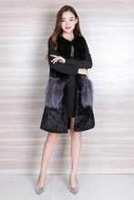 Chaleco de piel auténtica natural para mujer, chaqueta de piel de conejo con gran bolsillo de piel de mapache, moda de invierno 2024 - compra barato