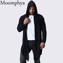 Moomphya-gabardina con capucha para hombre, ropa informal estilo hip hop, abrigo largo a rayas, chaqueta masculina 2024 - compra barato