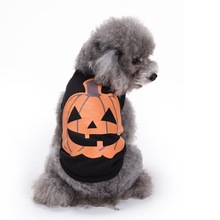 AHUAPET собачий наряд для Хэллоуина, жилет для собак с украшением в виде тыкв, футболка, теплая одежда для собак, черный хлопковый жилет для домашних животных, Новая мода 2024 - купить недорого
