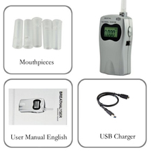 Detector de álcool digital com tela lcd, 5 peças de boca, analisador profissional para respiração, carregador de carro 2024 - compre barato