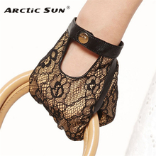 Brand Genuine Leather Gloves High Quality Women Sheepskin Glove Fashion Trend Black Lace Driving Leather Gloves EL030NN 2024 - buy cheap