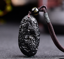 Подвеска из натурального черного метеорита, ожерелье с подвеской из стекла и метеорита 2024 - купить недорого