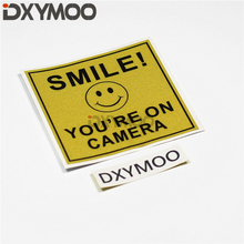 Car Styling Decals Funny SMILE YOU'RE ON CAMERA Yellow Background Motorcycle Truck Window Stickers 3M 2024 - buy cheap