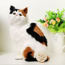 Juguete creativo de gato de simulación de polietileno y pelo, modelo de gato sentado colorido, regalo, alrededor de 19x14x26cm, 2361 2024 - compra barato
