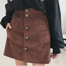 plus size 4XL Winter Autumn Corduroy Skirt Ladies Fashion High Waist single breasted women Casual Fashion Mini skirt 2024 - buy cheap