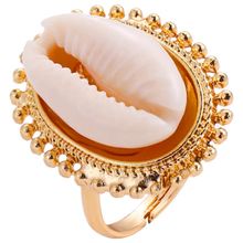 Женское винтажное Золотое кольцо в виде ракушки, богемное Гламурное кольцо на палец, женское регулируемое кольцо для вечеринки, ювелирное изделие, подарок 2024 - купить недорого