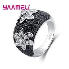 Geometric Design Exquisite Flower White Rhinstone 925 Sterling Silver Filled Wedding Rings For Women Men Best Gifts 2024 - buy cheap