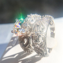 Bamos vintage flor videira promessa anel conjunto de luxo zircônia cúbica anéis de noivado para as mulheres moda casamento jóias acessórios 2024 - compre barato