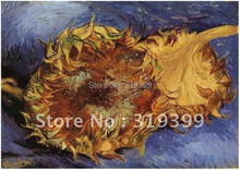 Reproducción de pintura al óleo de calidad de museo de Vicent Van Gogh en lienzo de lino, dos girasoles cortados, 100% hecho a mano, envío gratuito por DHL 2024 - compra barato