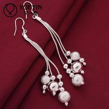New fashion New Design silver plated jewelry Women's long earrings brincos Wholesale Silver beads Dangle earrings 2024 - buy cheap