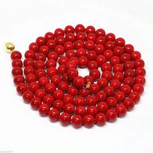 free shipping New fashion 8mm red coral round beads necklace 35'' 2024 - buy cheap