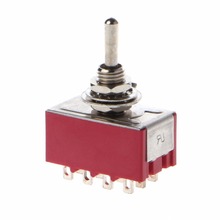 Mini interruptor vermelho ac 250v/2a 125v/5a 12 pinos liga/liga 2 posições 4pdt interruptor vermelho