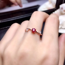 fashion grace small wave round S925 silver natural red ruby gem ring natural gemstone ring woman girl wedding gift  jewelry 2024 - buy cheap
