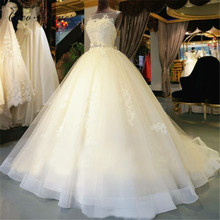 Винтажное свадебное платье из органзы, белое платье без рукавов со шлейфом, WX0008 2024 - купить недорого