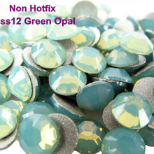 Free Shipping! 1440pcs/Lot, ss12 (3.0-3.2mm) Green Opal Flat Back Nail Art Non Hotfix Rhinestones 2024 - buy cheap