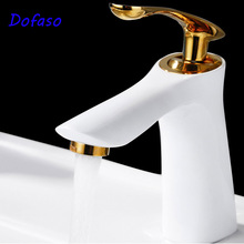 Dogratis-grifo de lavabo de oro blanco para baño, grifería mezcladora de Color cerámica negra, grifos de agua caliente y fría montados en cubierta 2024 - compra barato