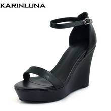 Karinluna Sexy Natural Cow Genuine Leather Leisure Women Shoes Woman Platform Wedge High Heels Party Shoes Woman Sandals 2024 - buy cheap