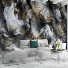 beibehang Wallpaper custom living room mural European creative hand-painted flowers feather retro background wall painting 2024 - buy cheap