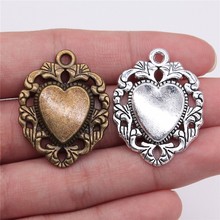 Colgante de corazón de bronce antiguo de 10 piezas, 34x26mm, colgante de corazón, colgante de corazón 2024 - compra barato