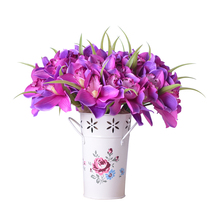 Flores artificiais orquídeas 12 cabeças de flores/pçs orquídea seda branco cymbidium flores de seda para festa em casa decoração frete grátis 2024 - compre barato