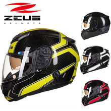 2019 New Taiwan ZEUS Double lens Motorcycle Helmet ZS-1200E Full Face Motorbike Helmets made of carbon fiber with PC Lens Visor 2024 - buy cheap