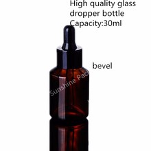 Botella de vidrio ámbar con cuentagotas, frasco de embalaje de aceite esencial con ángulo roblique, 30ml, 10 Uds./lote, gran oferta 2024 - compra barato