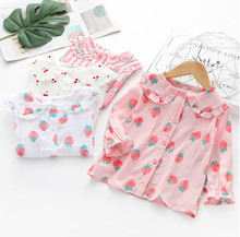 New Toddler Girl Shirts Spring Summer Fashion Fruit Print Baby Girls Blouses Cute Long Sleeve Ruffle Tops Kids Children Clothes 2024 - buy cheap