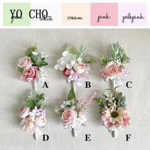 YO CHO Rose Wrist Corsage Bridesmaid Sisters Hand Flower Hand Chain Party Wrist Decoration Wedding Suit Button Wrist Flowers 2024 - buy cheap