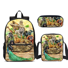 New 3pcs Boys School Bags Set Tiger Leopard Print School Backpack Cool Junior Book Shoulder Bag Children Bookbag Teenage Mochila 2024 - buy cheap