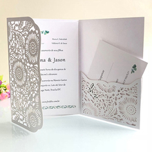 50pcs Pocket Laser Cut Wedding Invitation Card With RSVP Card Greeting Card Personalized Business Party Decoration 5Colors 2024 - buy cheap