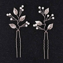 FORSEVEN 2pcs Silver Color Gold Color Crystal Hair Pin Pearl Flower Leaf Hair Sticks Headpiece Wedding Hair Accessory Jewelry JL 2024 - buy cheap