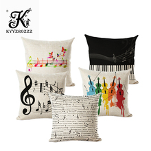 Retro Note Cushion Cover Cotton Linen Creative Vintage Musical Notes Decorative Pillowcase Piano Pillow Case For Sofa Cover 2024 - buy cheap