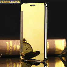 PDGB случаях Блеск зеркала телефон флип покрытие кожаный чехол для huawei Honor 8 4C Pro Y6 Pro P9 p10 Lite P8 Lite 2017 2024 - купить недорого