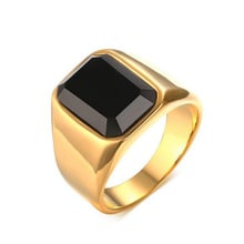 Black Stone Ring for Men Quality Gold-Color Titanium Engagement Ring Stainless Steel Wedding Ring 2024 - buy cheap