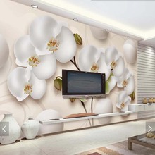 Настенные 3D-обои с изображением цветов орхидеи для гостиной, настенные художественные настенные декоративные обои, рулон цветочных настенных наклеек, Индивидуальный размер 2024 - купить недорого