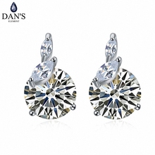 DAN'S ELEMENT-pendientes redondos de cristal austriaco para mujer, aretes de Color oro blanco, regalo de San Valentín, 109660 2024 - compra barato