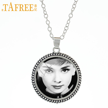 TAFREE retro vintage photo necklace Super Star Marilyn Monroe Audrey Hepburn  glass cabochon pendant necklace fans jewelry A680 2024 - buy cheap