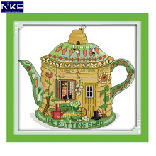 NKF Garden Teapot Cross Stitch Sets Needlework Painting Cross Stitch Embroidery Cross Craft Cross Stitch for Home Decor 2024 - buy cheap